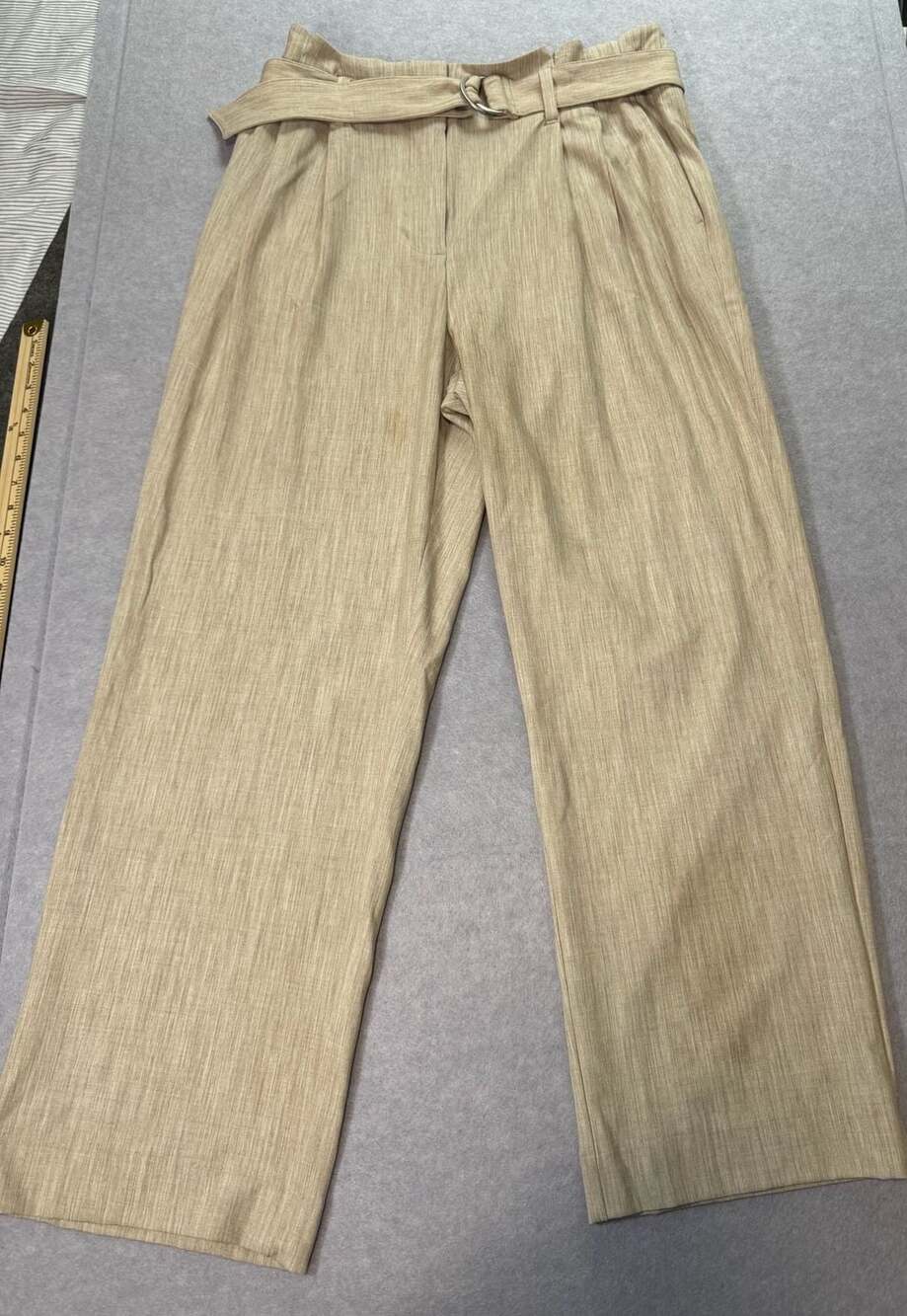 Nine West Belted Wide Leg Pants Size 16 Beige Melange